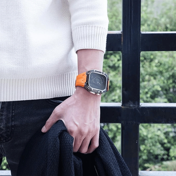 Dark Case + Orange Strap