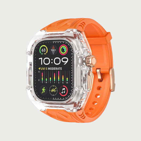 Clear Case + Orange Strap