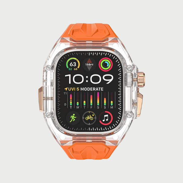 Clear Case + Orange Strap