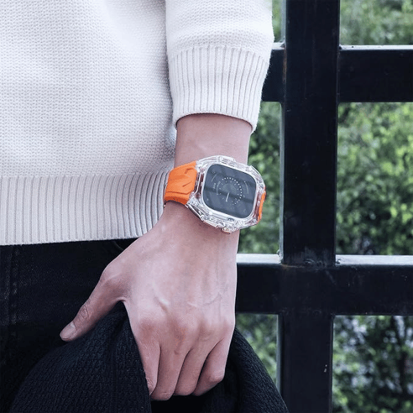 Clear Case + Orange Strap